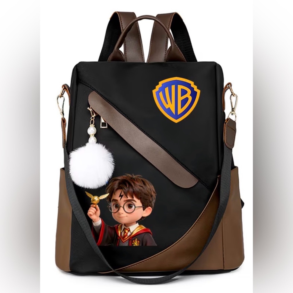 Warner Bros. Black and Brown Backpack with Harry Potter Design
